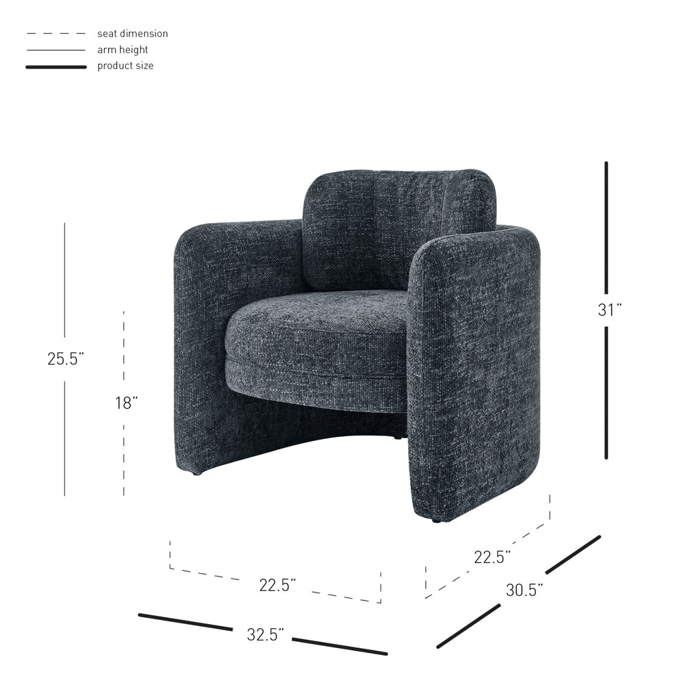 Deryll Chenille Accent Arm Chair - Grenada Charcoal - view 2