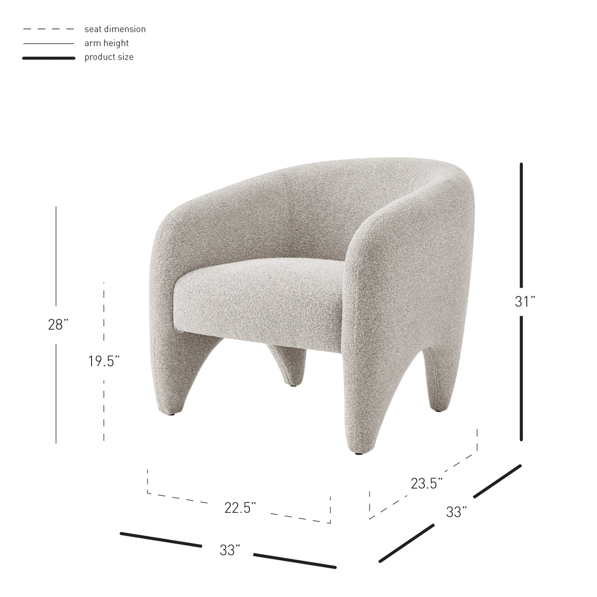 Carol Chenille Accent Arm Chair - Horizon Gray - view 2