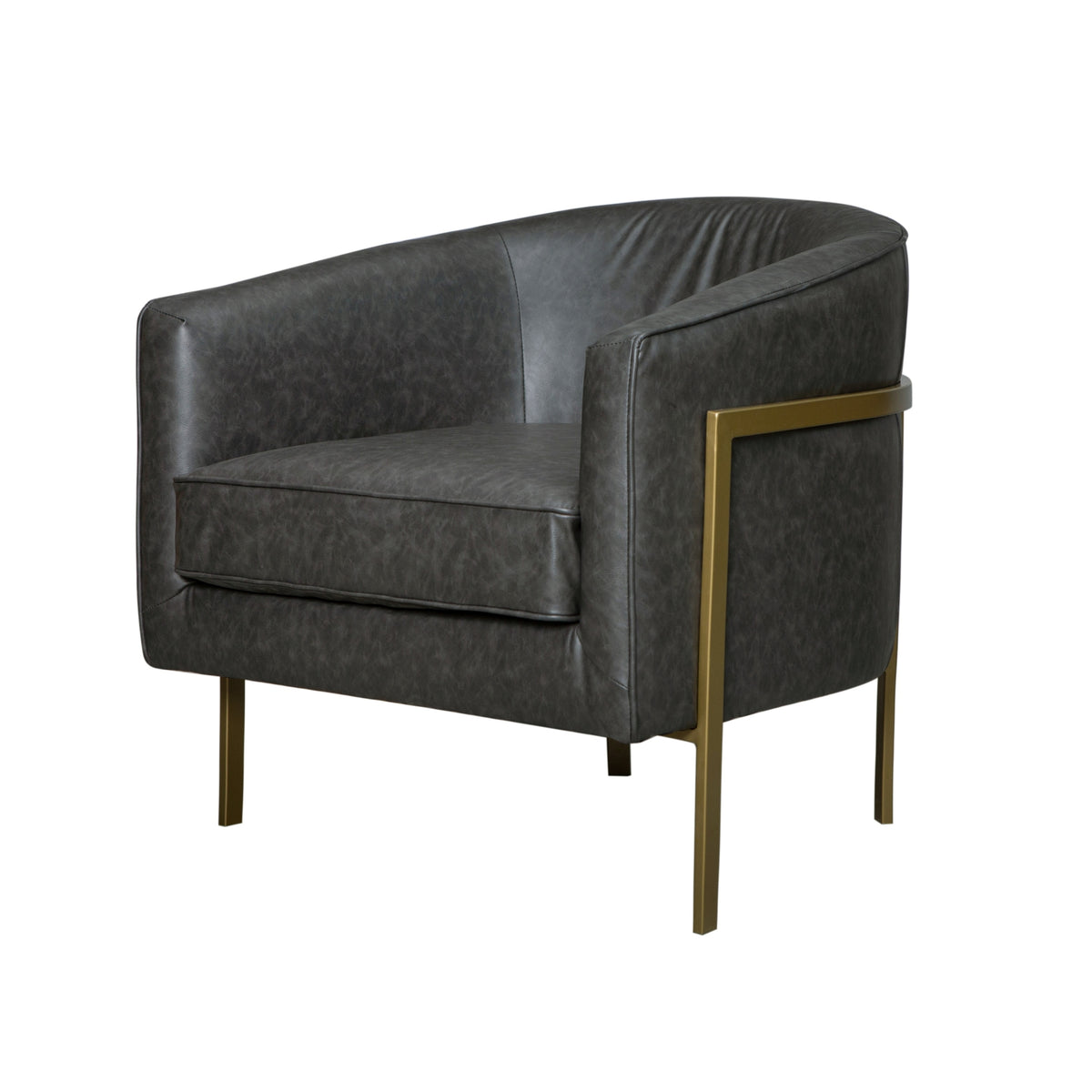 Harrod Faux Leather Accent Arm Chair Gold Legs - Vintage Midnight