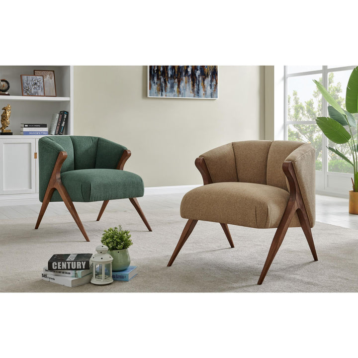 Florence Fabric Accent Chair Brown Legs - Havana Cream - view 3