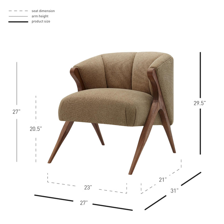 Florence Fabric Accent Chair Brown Legs - Havana Cream - view 2
