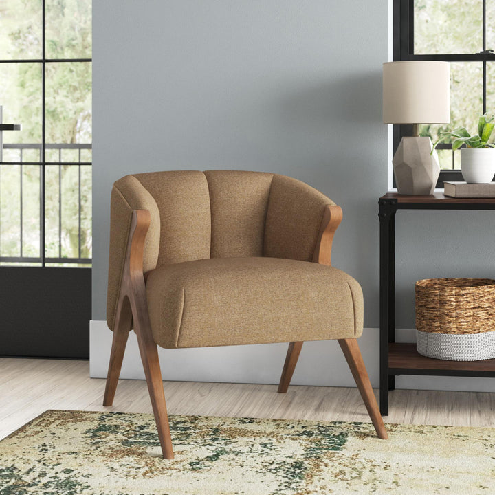 Florence Fabric Accent Chair Brown Legs - Havana Cream - view 4