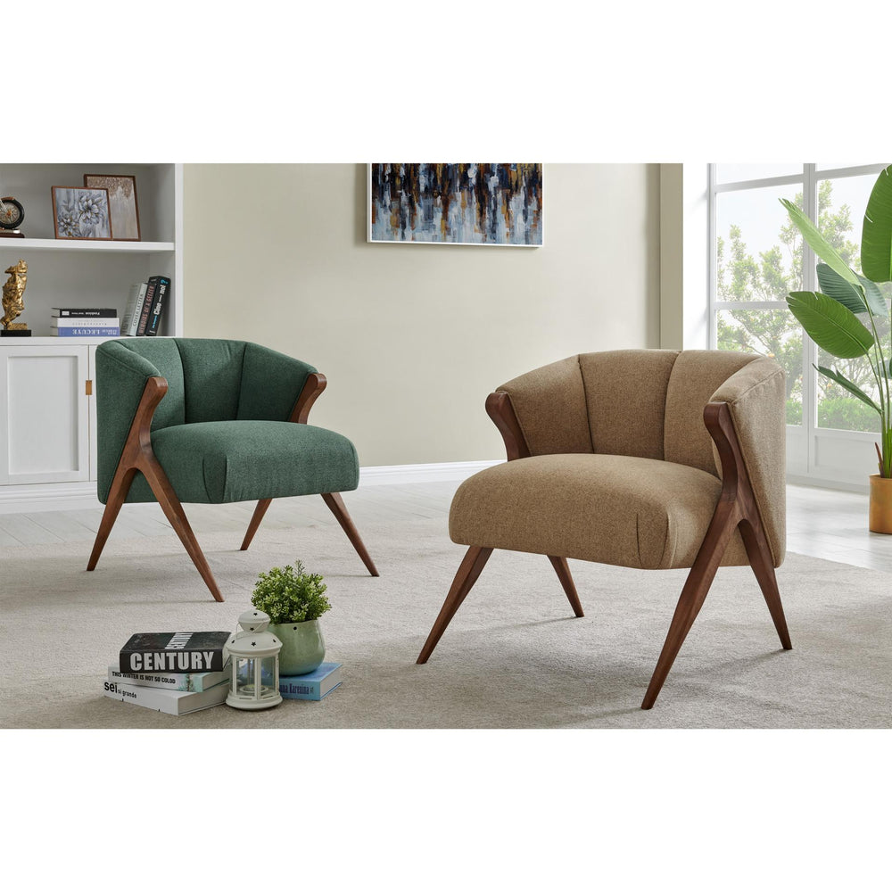 Florence Fabric Accent Chair Brown Legs - Havana Green - view 3