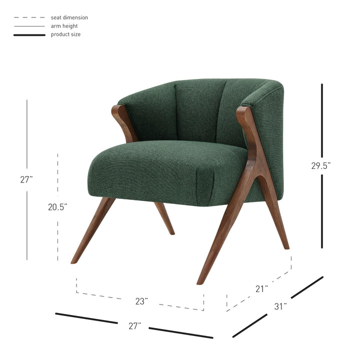 Florence Fabric Accent Chair Brown Legs - Havana Green - view 2