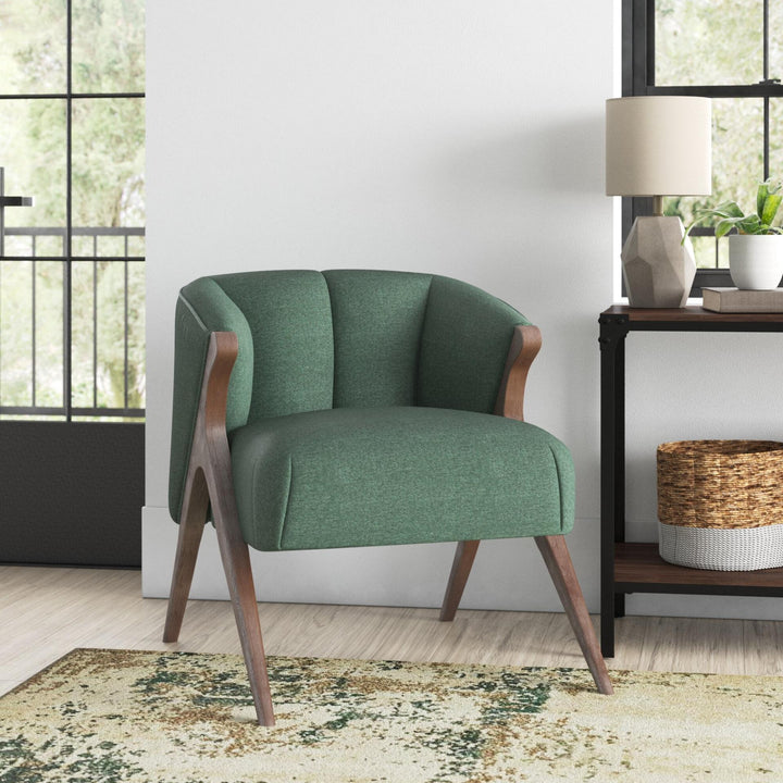 Florence Fabric Accent Chair Brown Legs - Havana Green - view 4