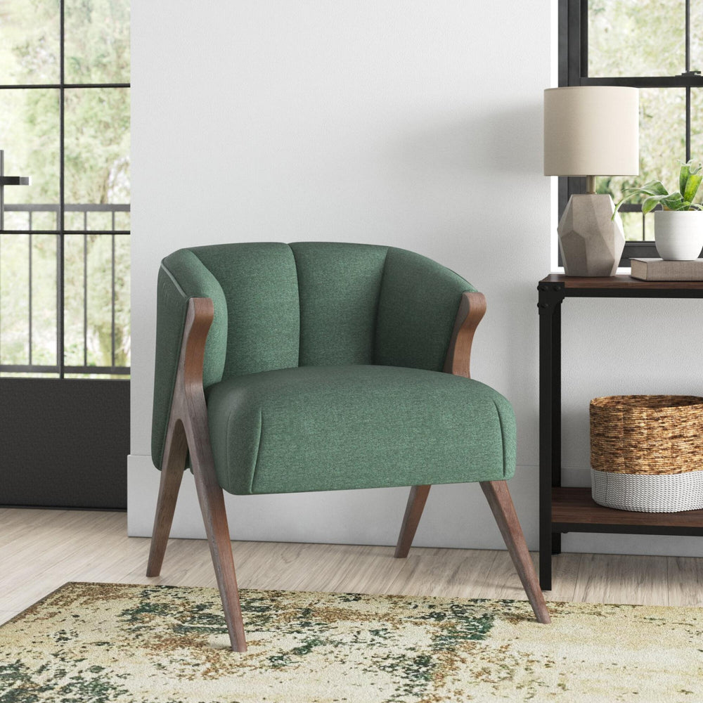 Florence Fabric Accent Chair Brown Legs - Havana Green - view 4