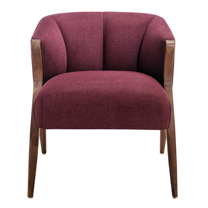 Florence Fabric Accent Chair Brown Legs - Havana Maroon - view 4