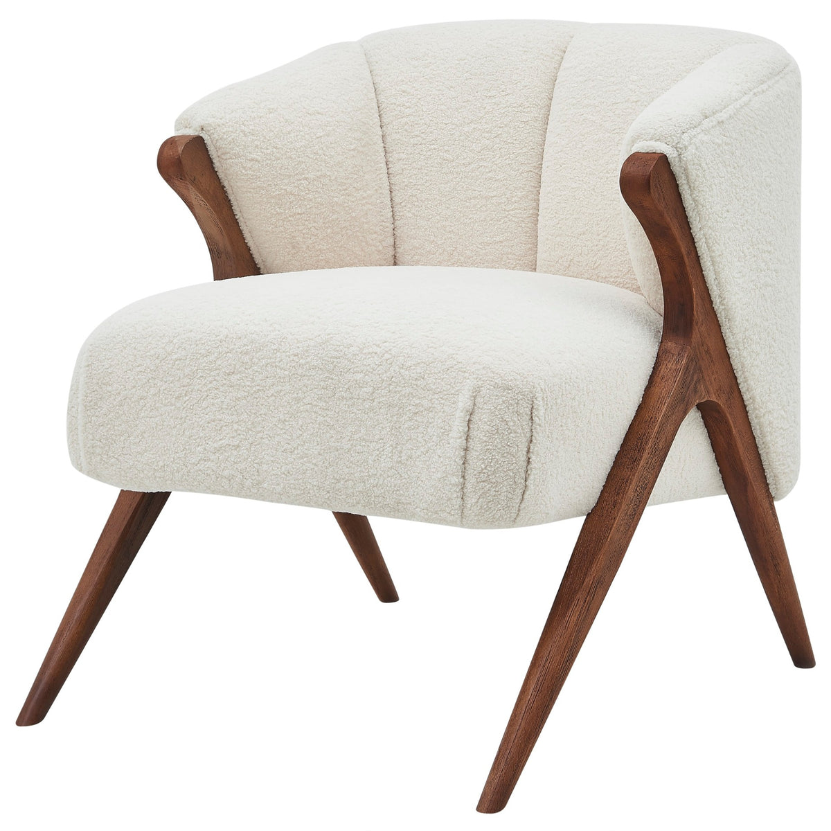 Florence Faux Shearling Accent Chair Brown Legs - Shearling Beige