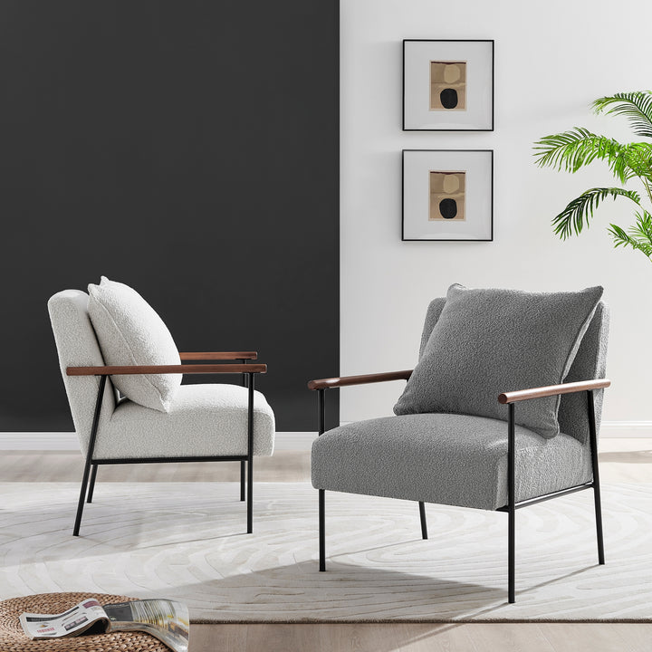Quinton Boucle Accent Arm Chair - Boucle Beige - view 3