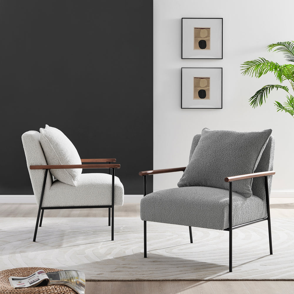 Quinton Boucle Accent Arm Chair - Boucle Beige - view 3