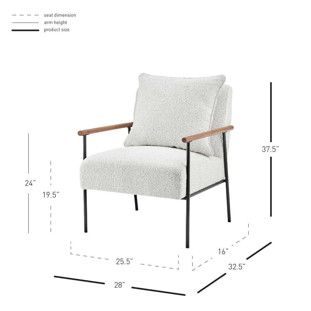 Quinton Boucle Accent Arm Chair - Boucle Beige - view 2
