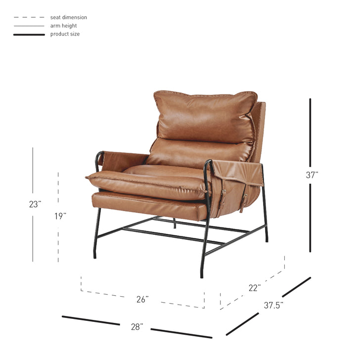 Thierry Faux Leather Accent Arm Chair - Vintage Cider - view 2