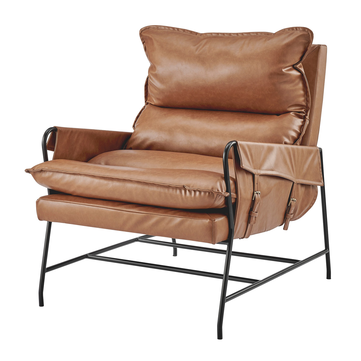 Thierry Faux Leather Accent Arm Chair - Vintage Cider