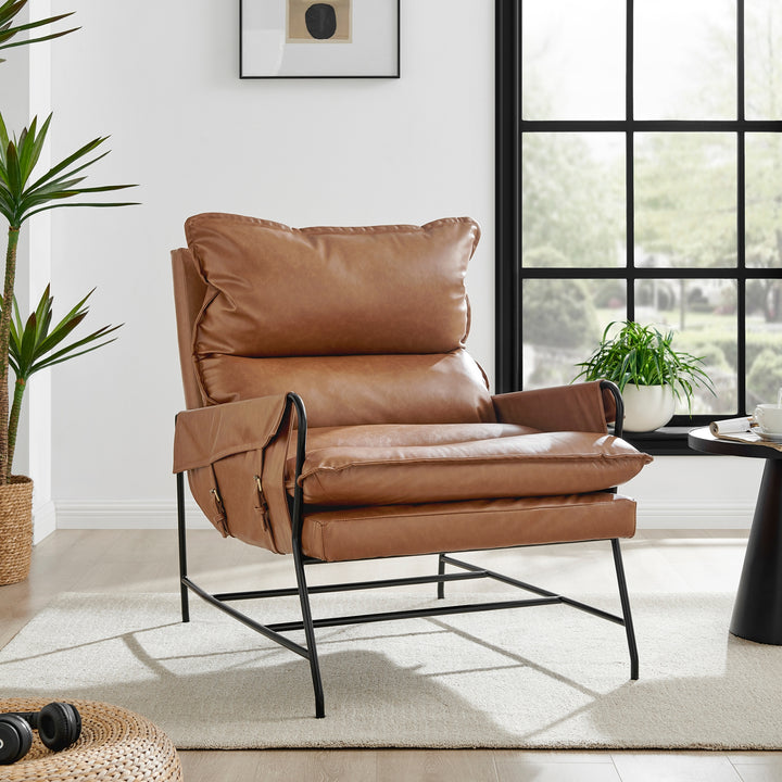 Thierry Faux Leather Accent Arm Chair - Vintage Cider - view 3
