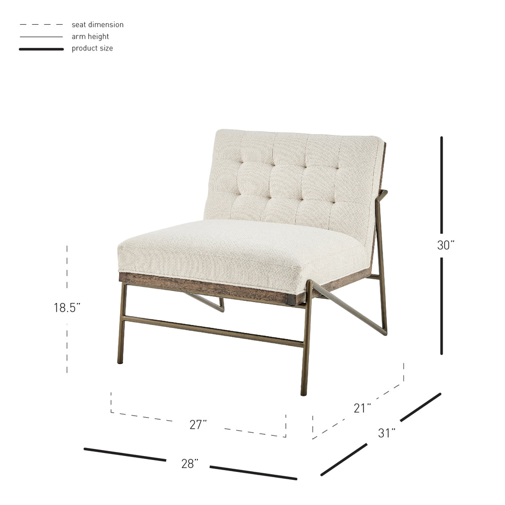 Marlow Fabric Accent Chair - Cardiff Cream - view 2