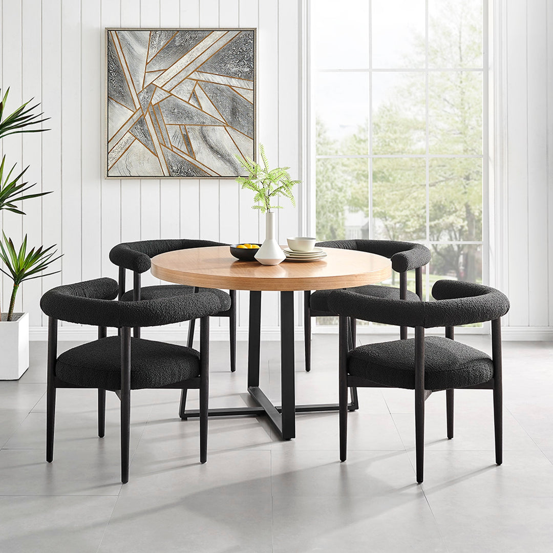 Keanu Boucle Dining Arm Chair Black Legs - Boucle Black - view 3