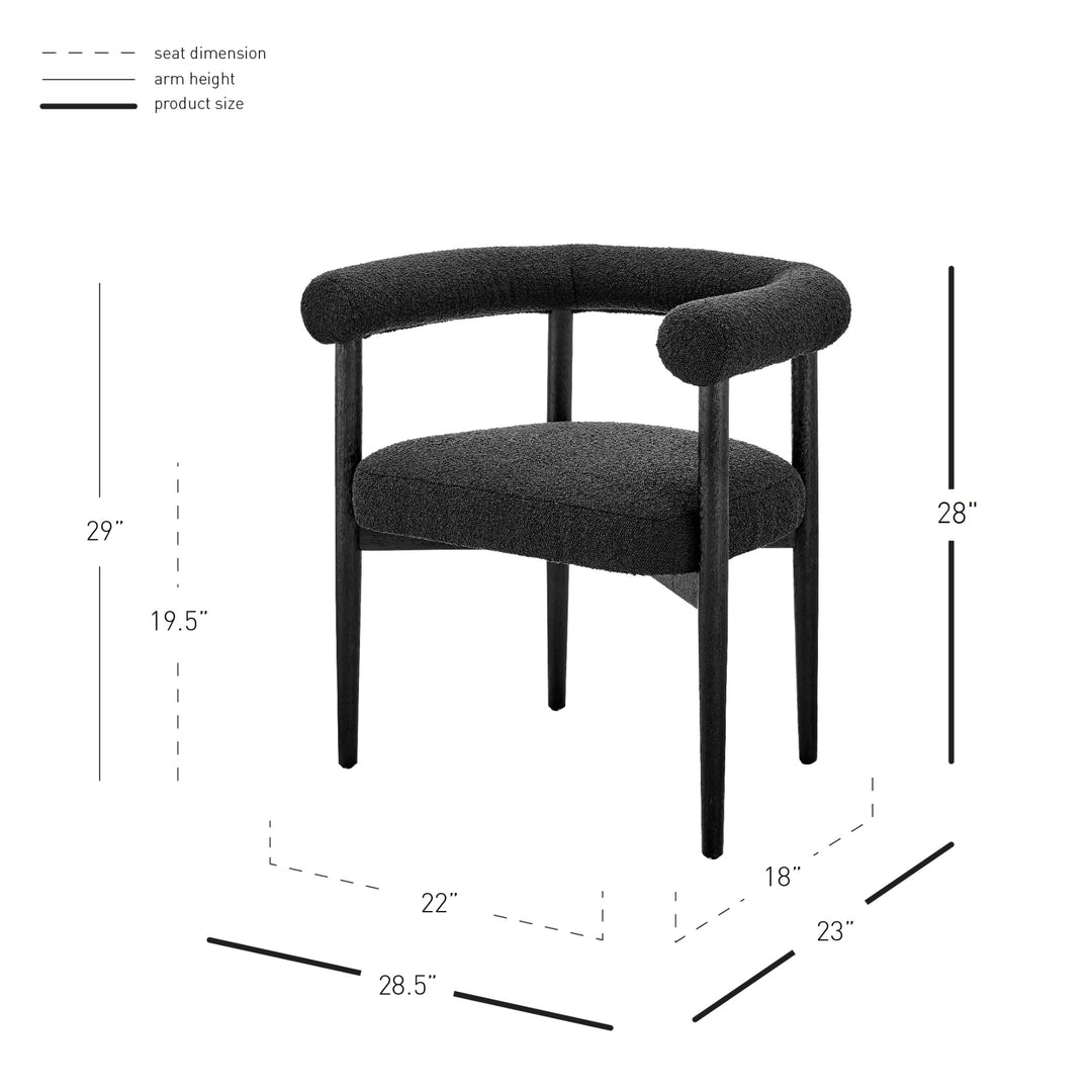 Keanu Boucle Dining Arm Chair Black Legs - Boucle Black - view 2