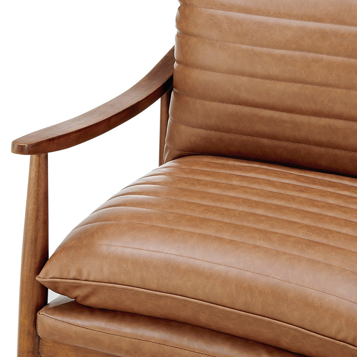 Edmond Faux Leather Accent Arm Chair - Vintage Cider - view 8