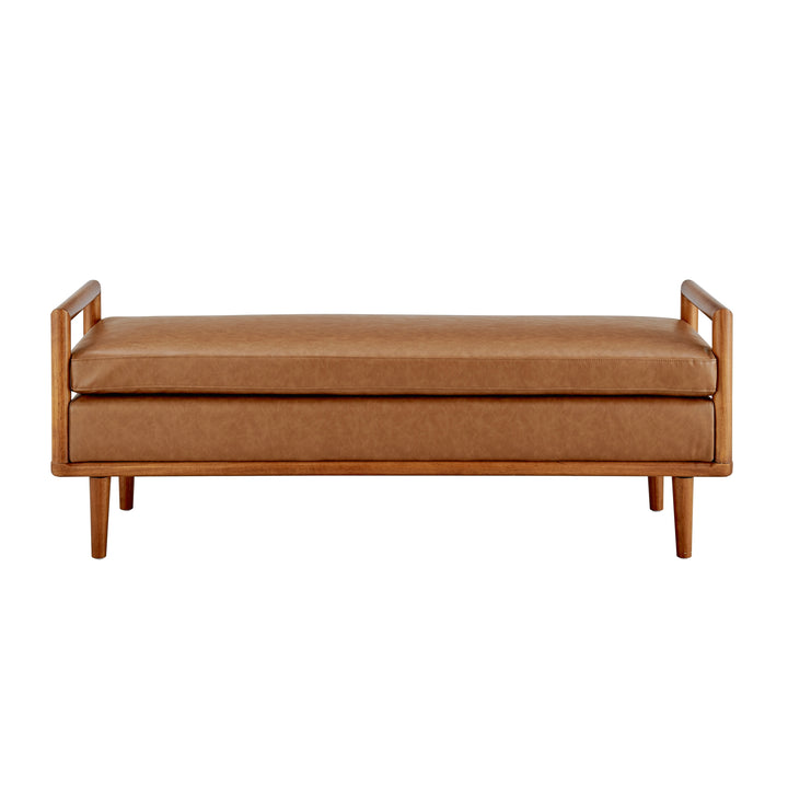 William Faux Leather Bench - Vintage Cider - view 3