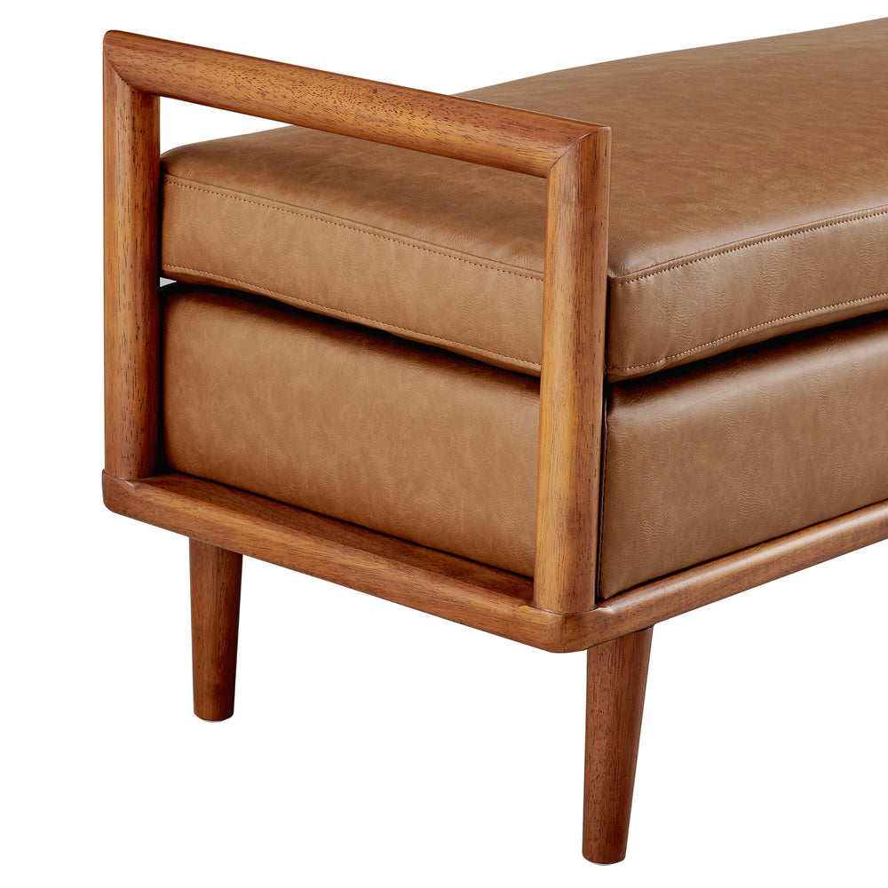 William Faux Leather Bench - Vintage Cider - view 7