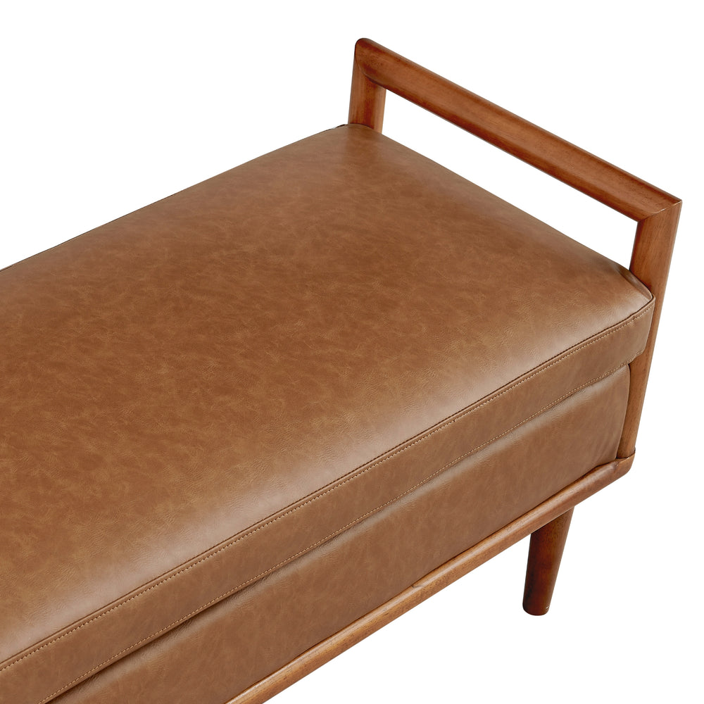 William Faux Leather Bench - Vintage Cider - view 6