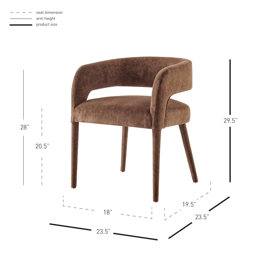 Lauryn Velvet Dining Arm Chair - Dainty Dark Brown