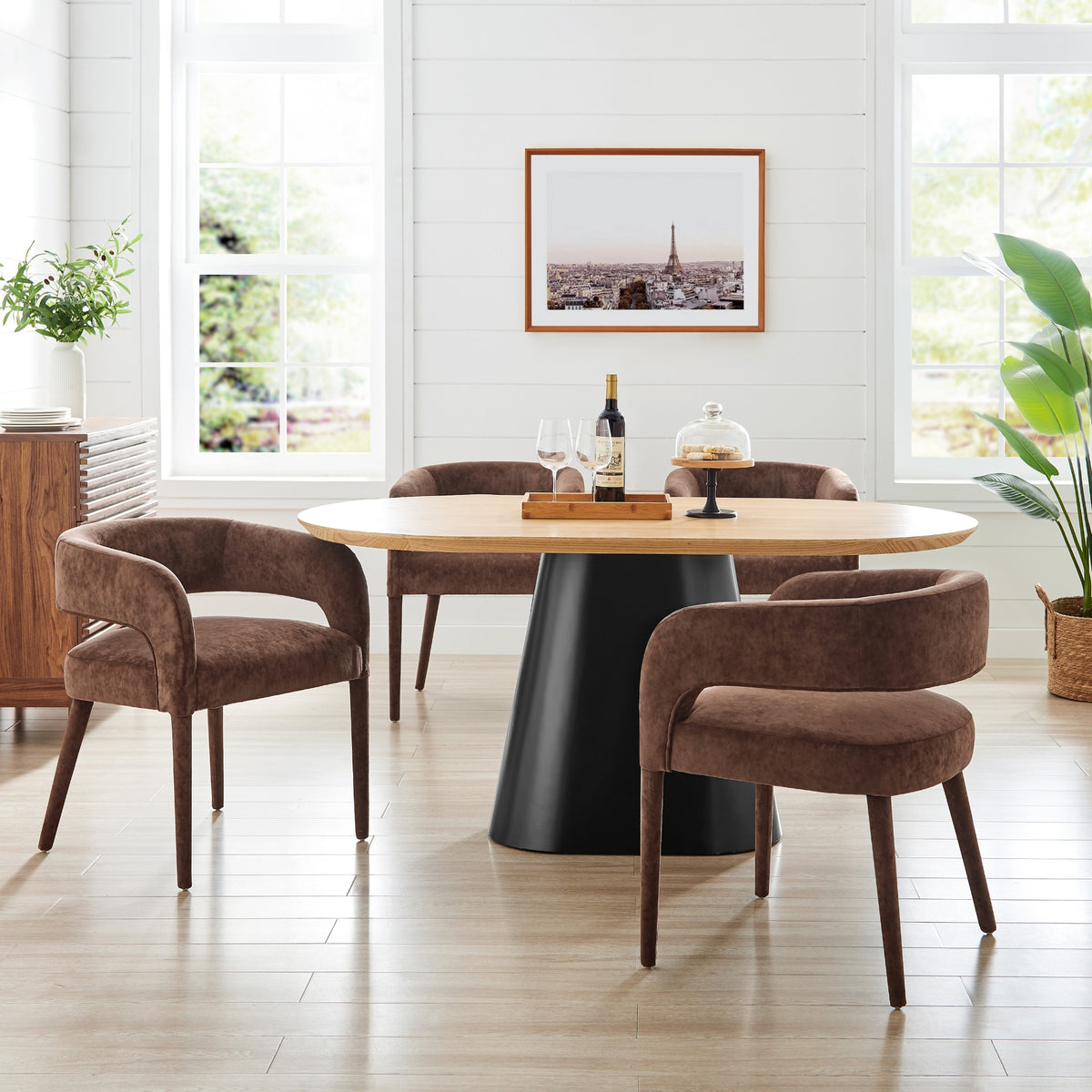 Lauryn Velvet Dining Arm Chair - Dainty Dark Brown - view 2