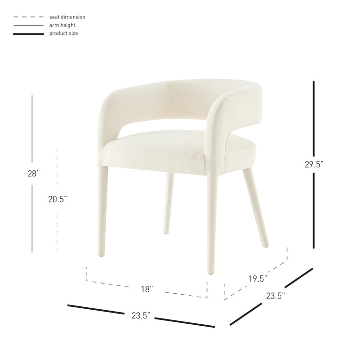 Lauryn Velvet Dining Arm Chair - Dainty Cream