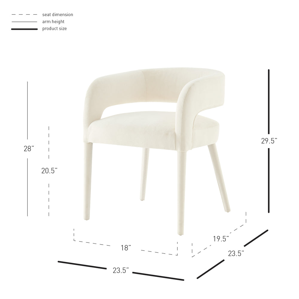 Lauryn Velvet Dining Arm Chair - Dainty Cream