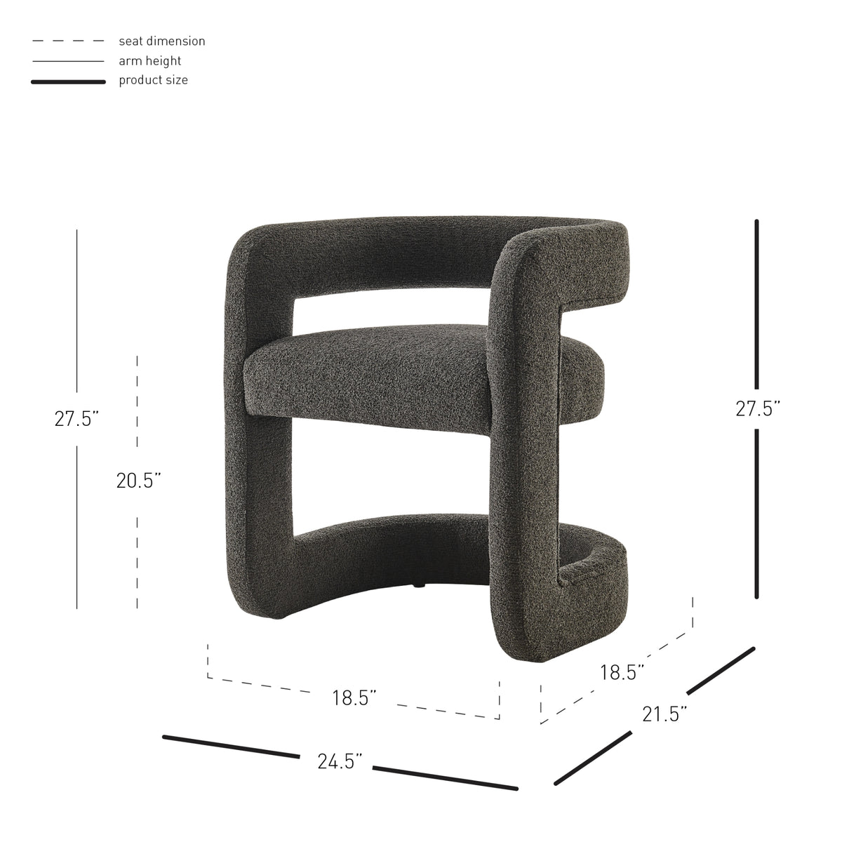 Althea Boucle Dining Arm Chair - Palladian Charcoal