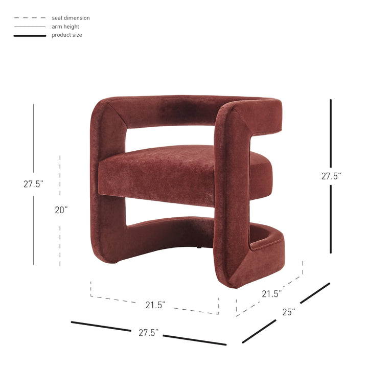 Althea Velvet Accent Arm Chair - Dainty Maroon