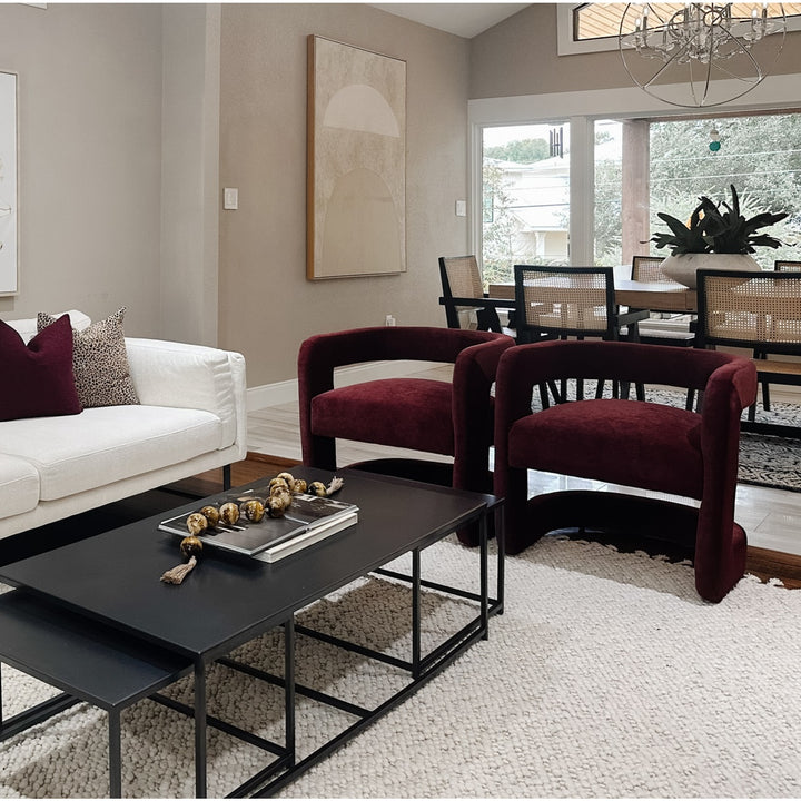 Althea Velvet Accent Arm Chair - Dainty Maroon - view 2