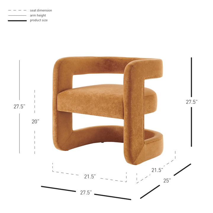Althea Velvet Accent Arm Chair - Dainty Caramel