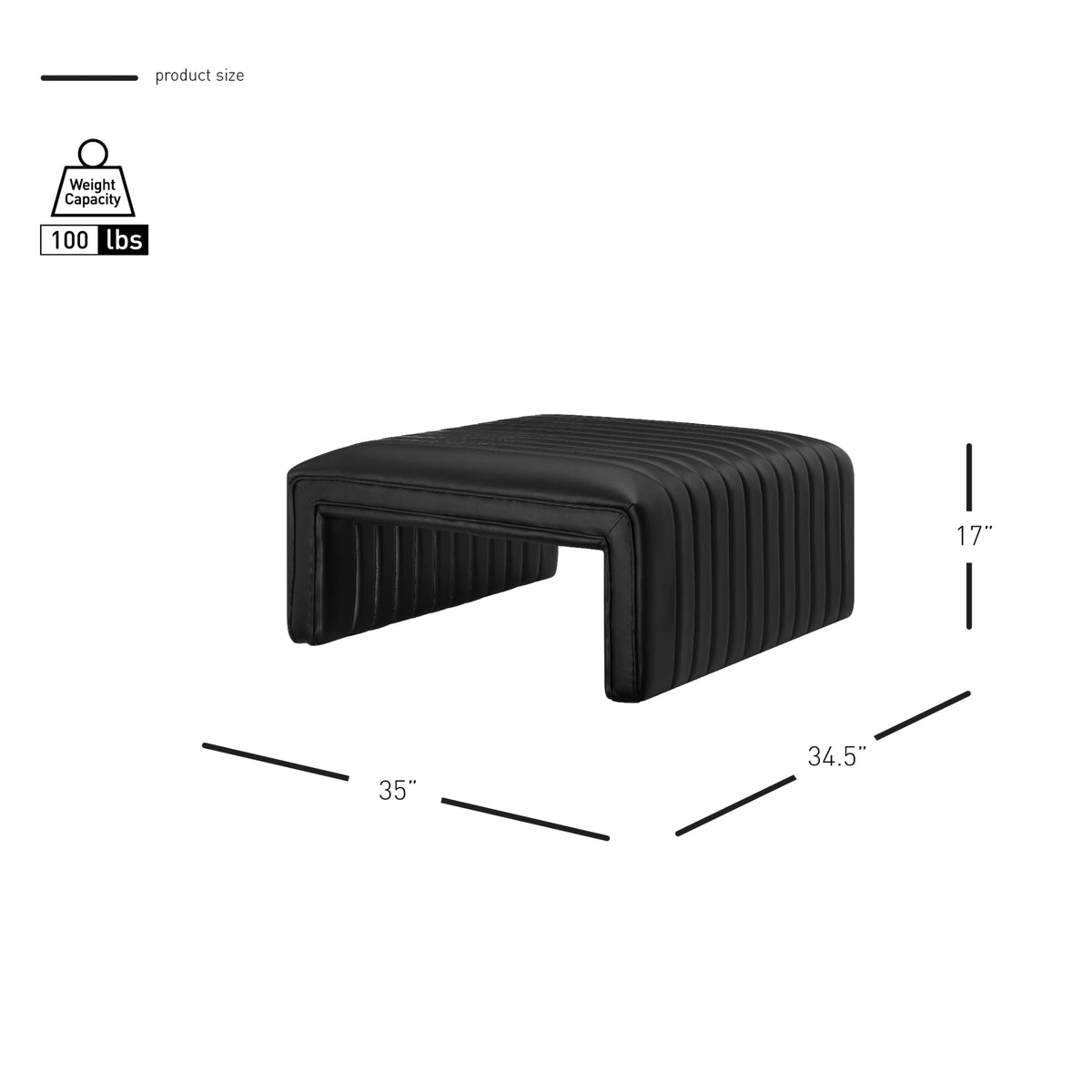 Atkinson Faux Leather Coffee Table/Ottoman - Black - view 2