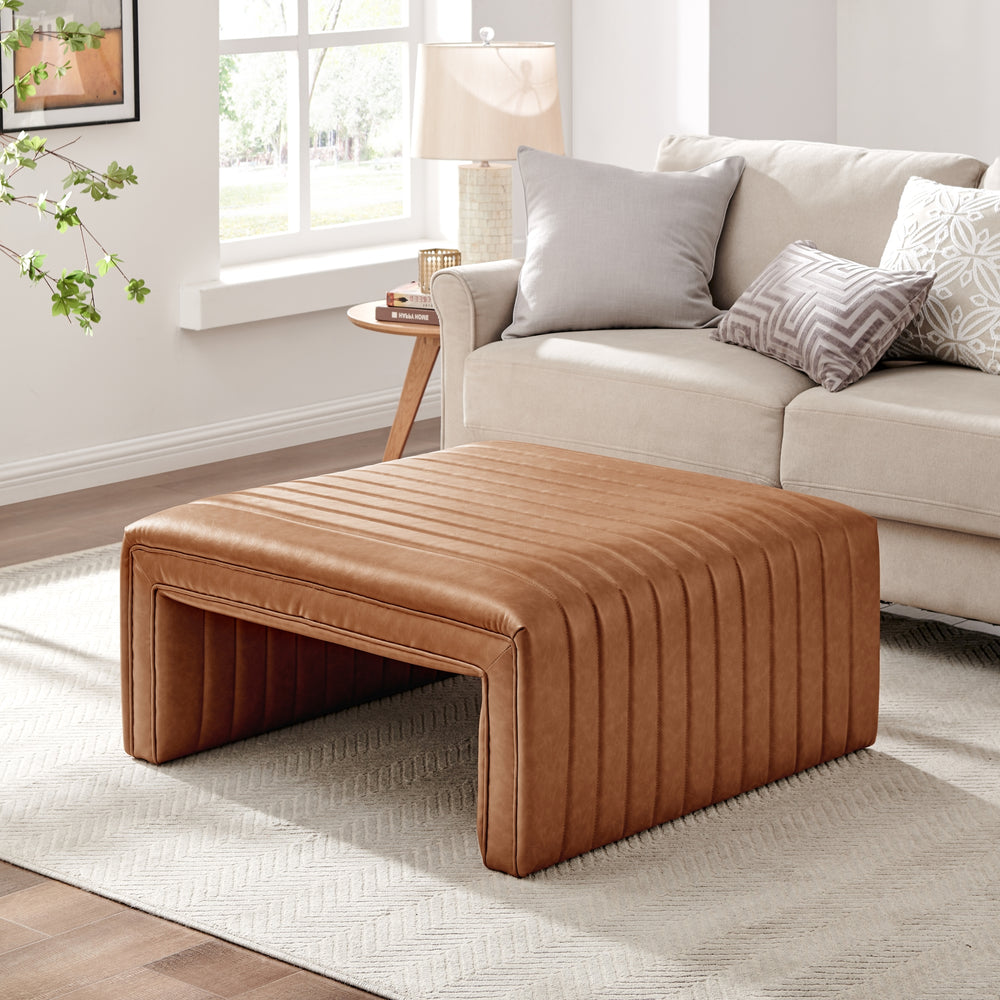 Atkinson Faux Leather Coffee Table/Ottoman - Vintage Cider - view 3