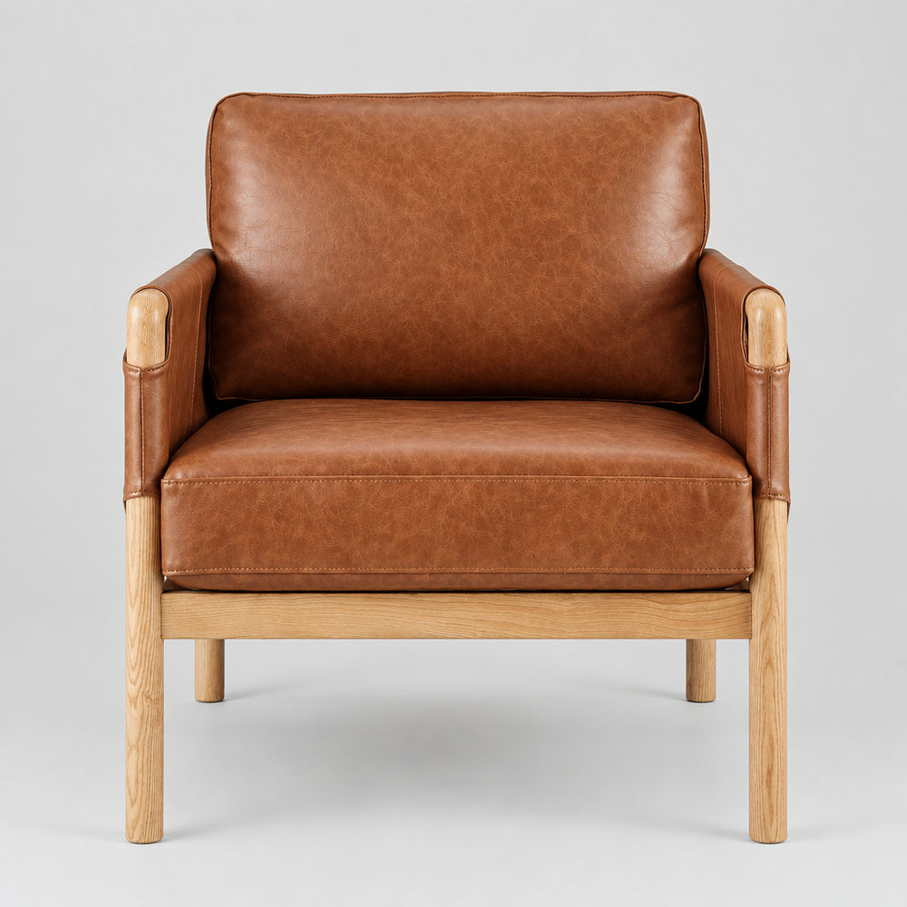 Barclay Faux Leather Accent Arm Chair - Vintage Cider - view 2