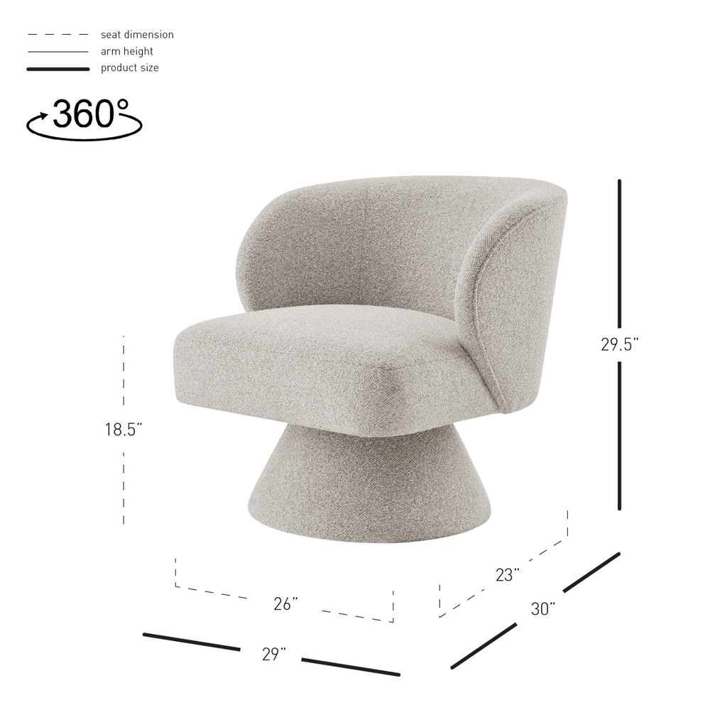 Jacinta Chenille Swivel Accent Chair - Horizon Gray - view 2