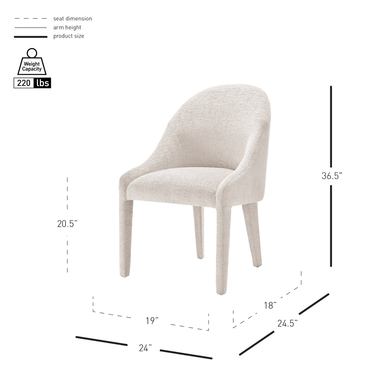 Stacy Chenille Dining Side Chair - Seville Beige - view 2