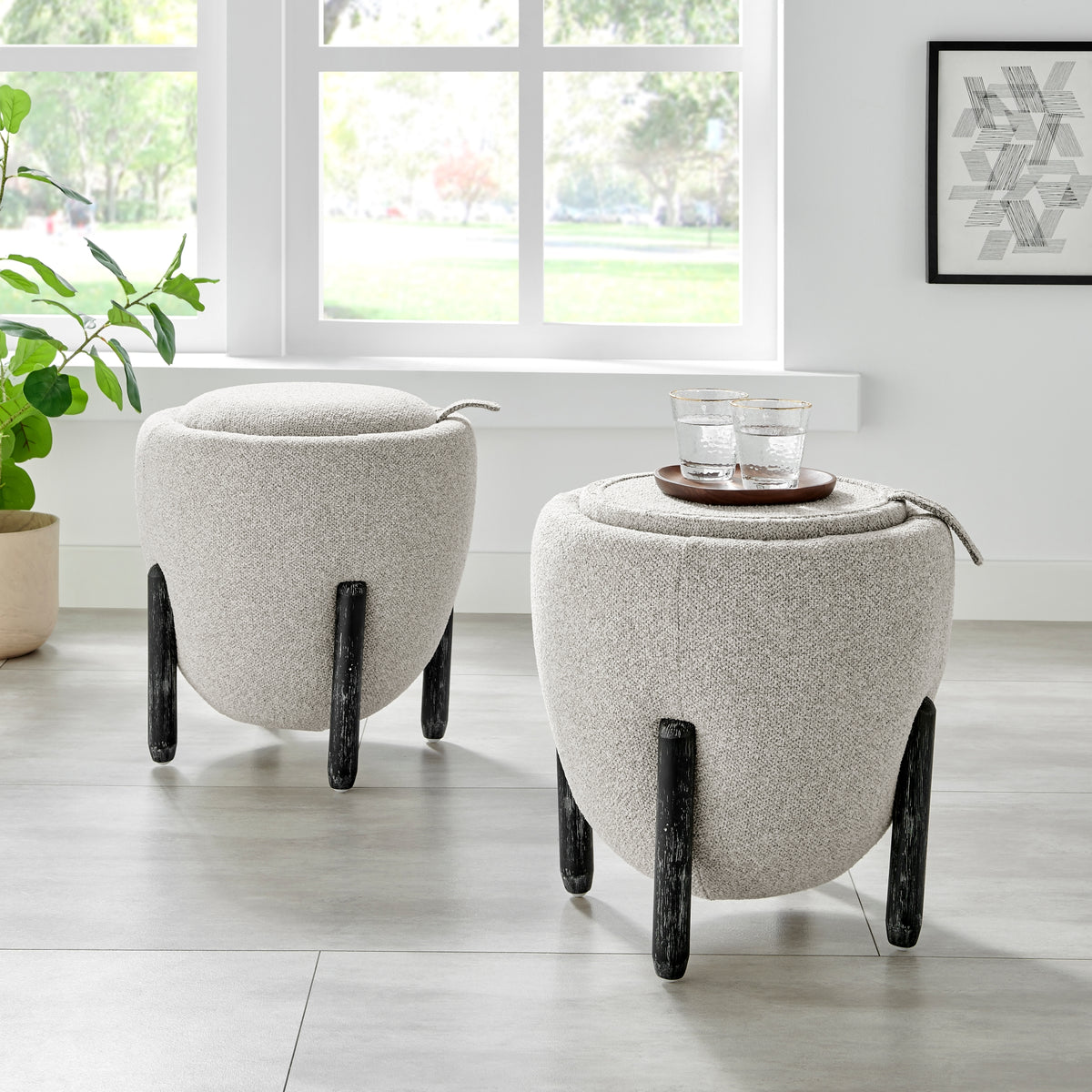 Murphy Chenille Storage Ottoman - Horizon Gray - view 4
