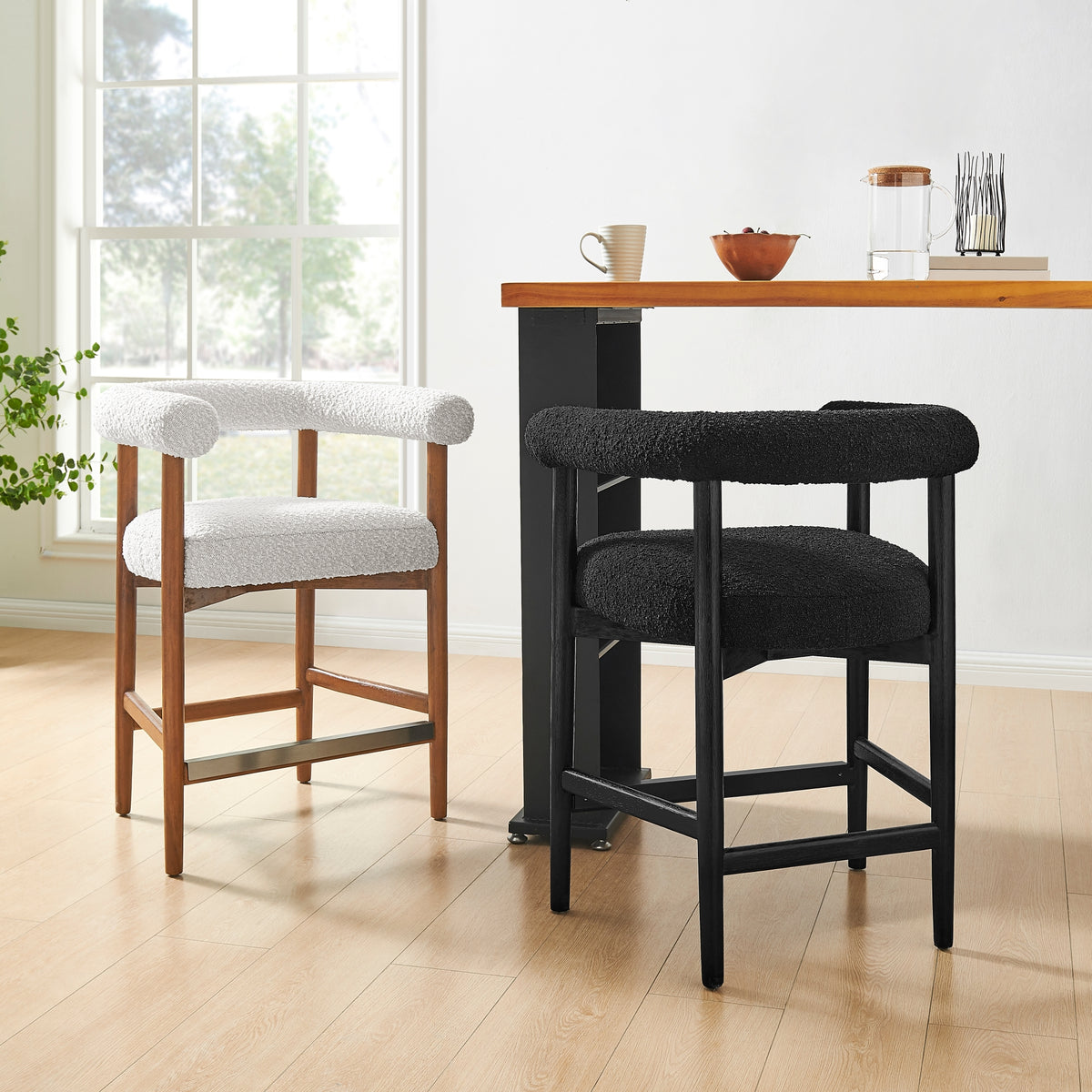 Keanu Boucle Counter Stool Black Legs - Stanton Black - view 3