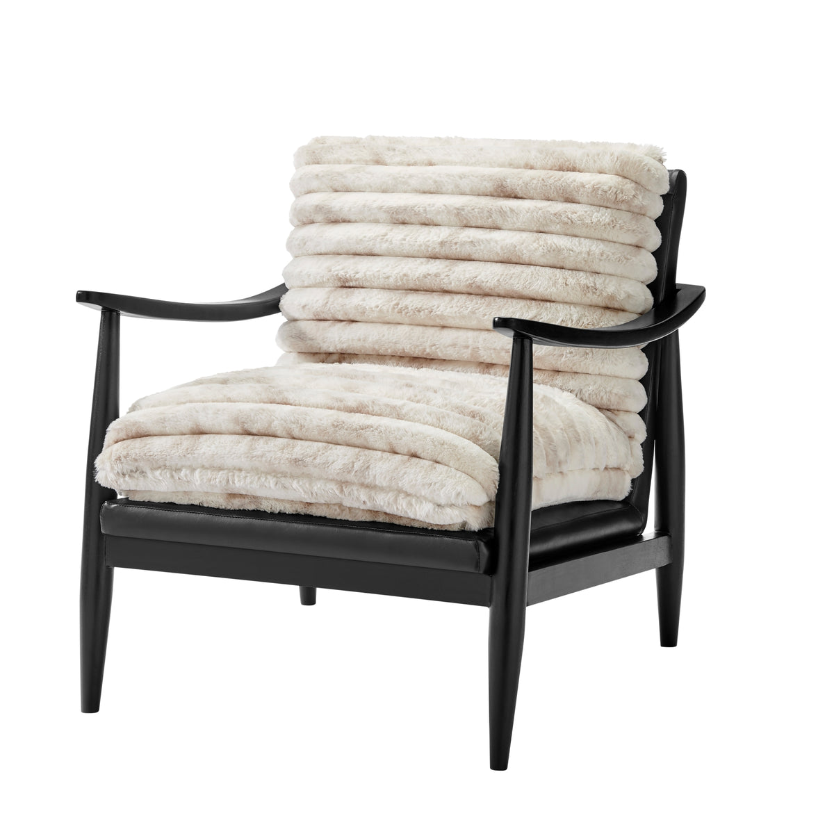 Edmond Faux Fur/Faux Leather Accent Arm Chair - Chrestville Sand/Black
