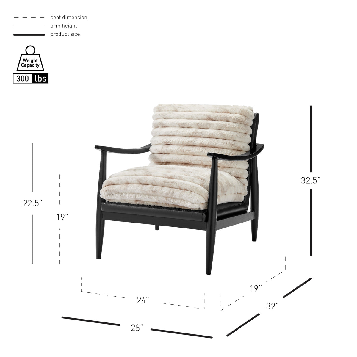 Edmond Faux Fur/Faux Leather Accent Arm Chair - Chrestville Sand/Black - view 2