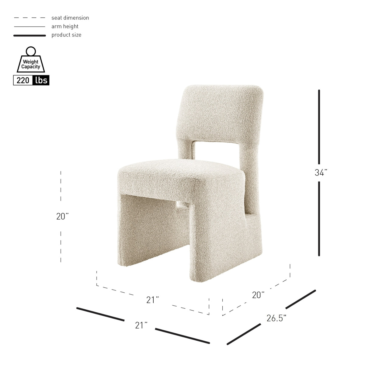 Willa Boucle Dining Side Chair - Milford Beige - view 2