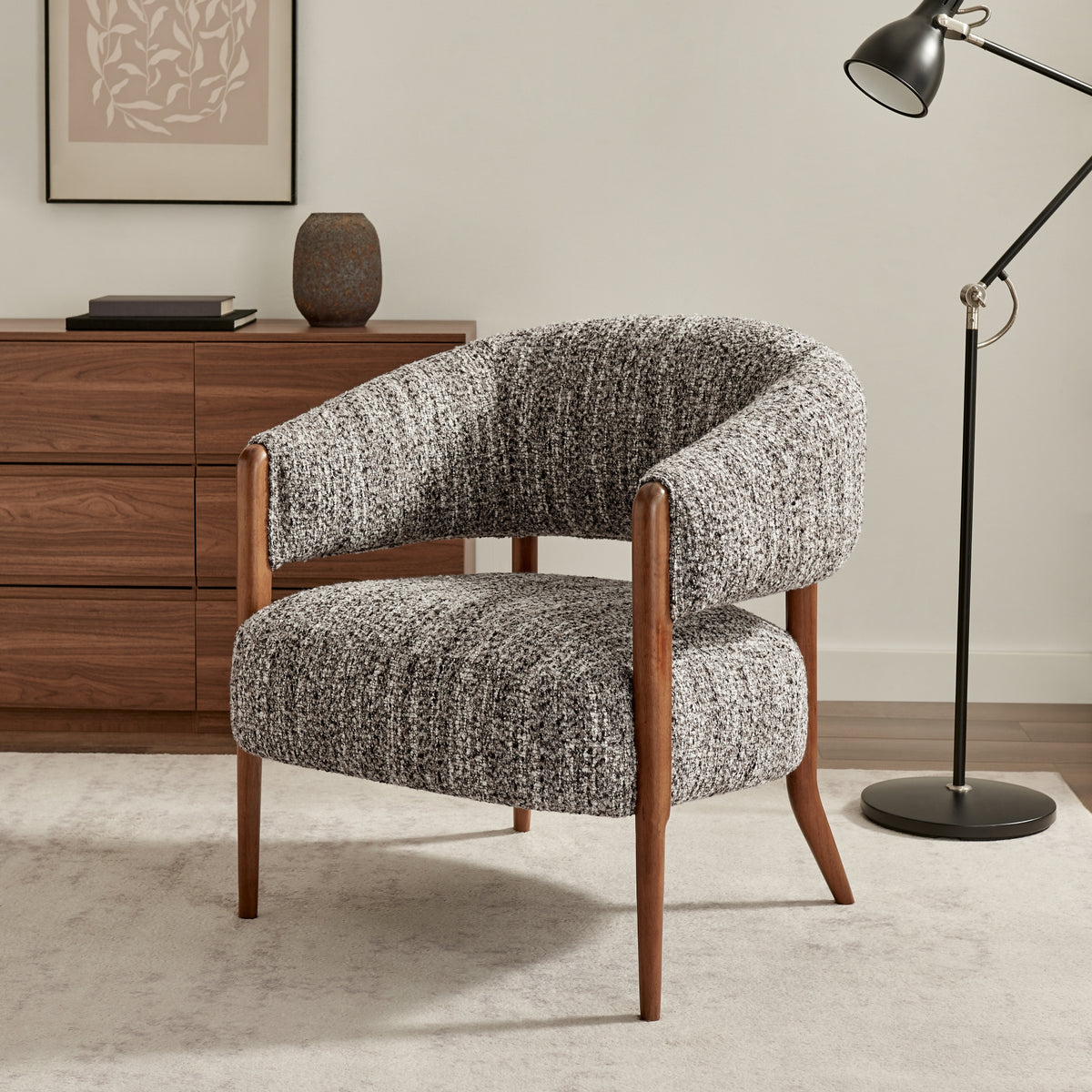 Mayla Boucle Accent Arm Chair - Dappled Taupe - view 2