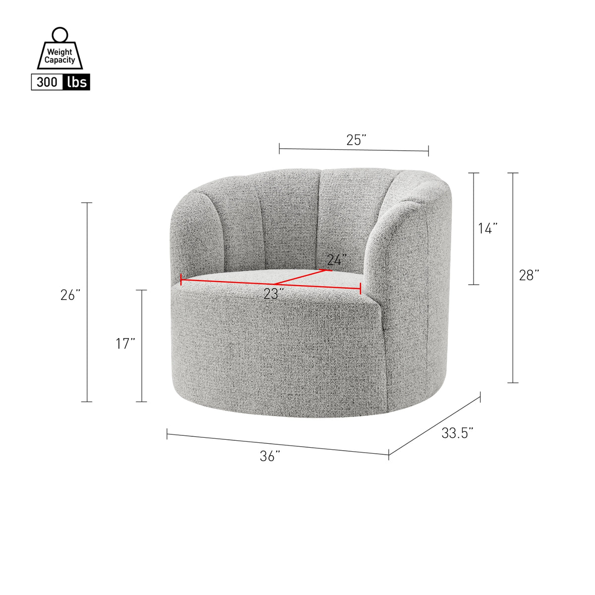 Elowen Chenille Swivel Accent Arm Chair - Heathered Cream - view 2