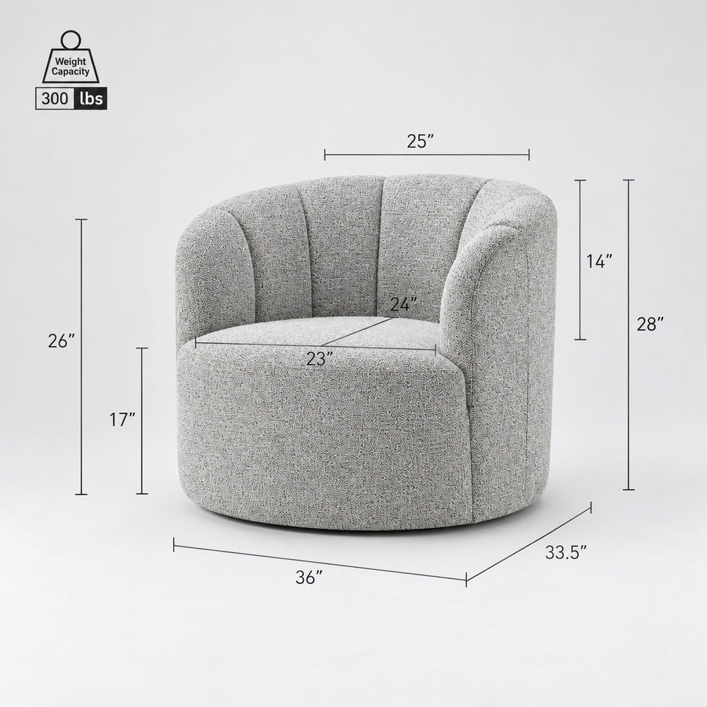Elowen Chenille Swivel Accent Arm Chair - Heathered Cream - dimensions
