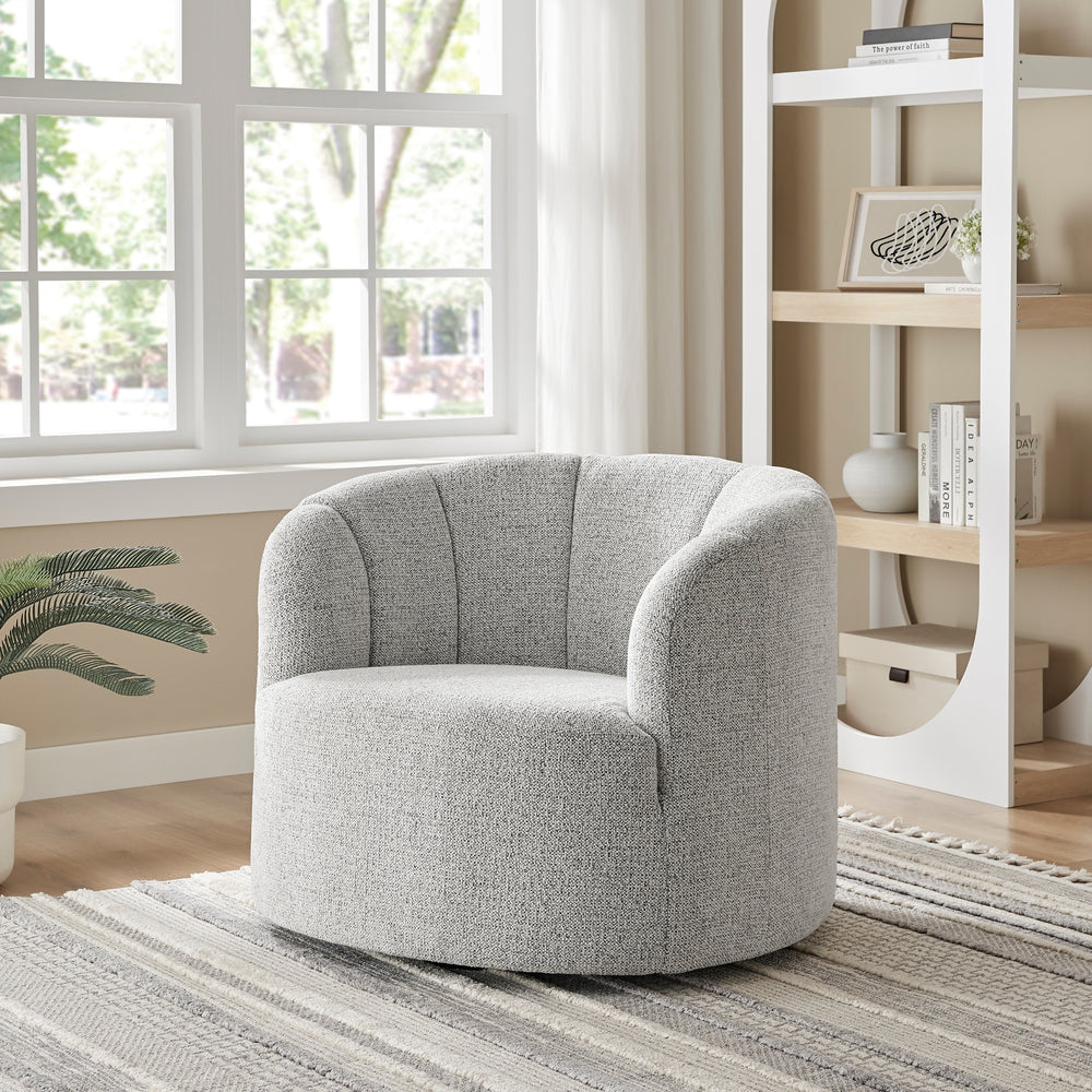 Elowen Chenille Swivel Accent Arm Chair - Heathered Cream - lifestyle
