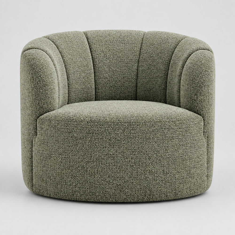 Elowen Chenille Swivel Accent Arm Chair - Heathered Olive - view 2