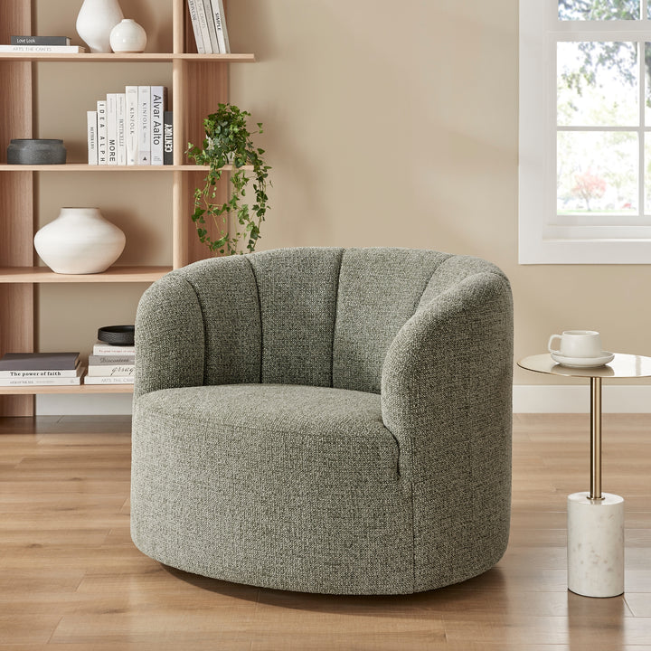 Elowen Chenille Swivel Accent Arm Chair - Heathered Olive - lifestyle