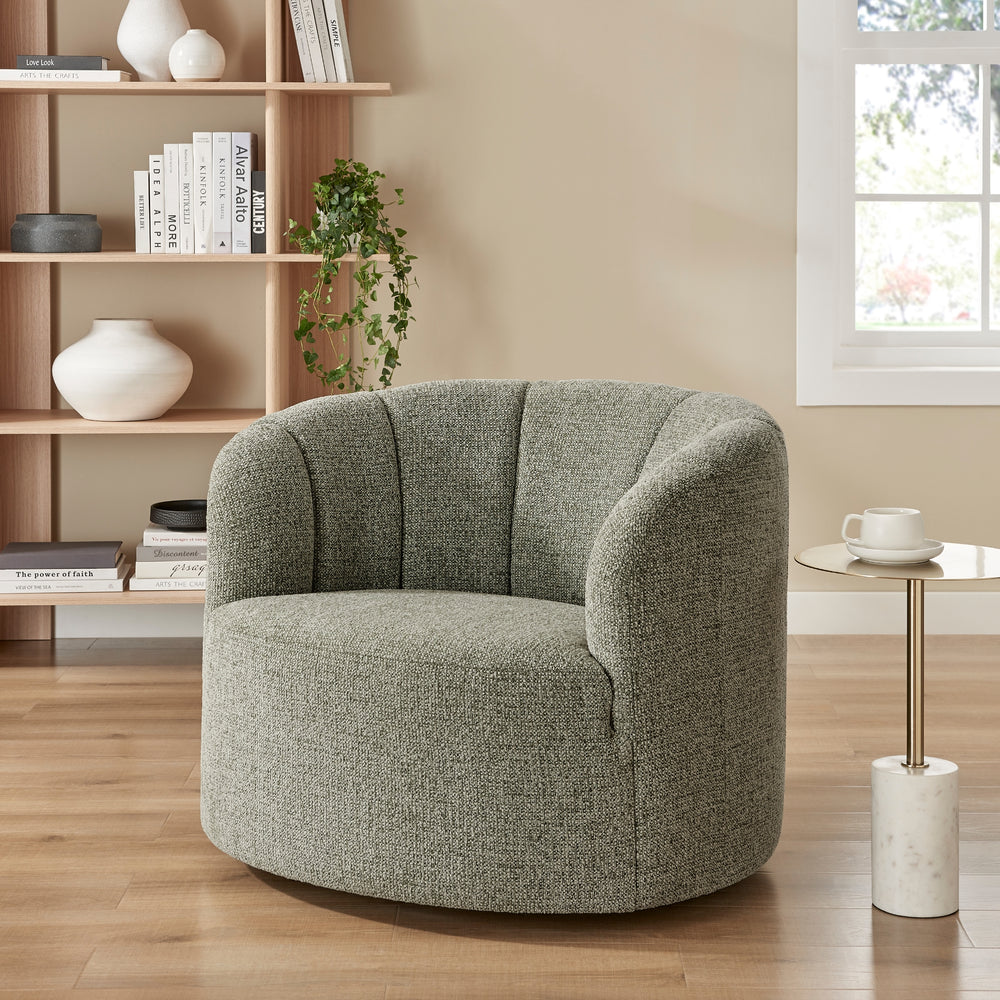 Elowen Chenille Swivel Accent Arm Chair - Heathered Olive - lifestyle